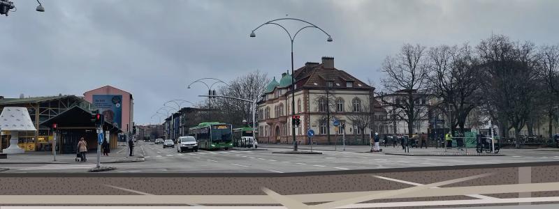 Illustration som visar ledningar under marken vid Södervärn. Foto: VA SYD