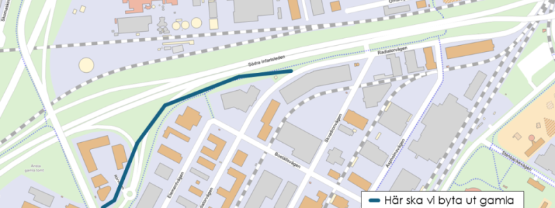Sträckan där arbetet sker. Bild: Örebro Kommun