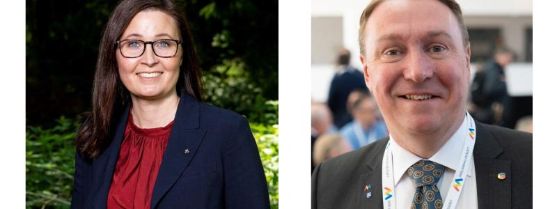 Linn Brandström, kommunstyrelsens ordförande Töreboda kommun och Jens Sjöström, ordförande Mälardalsrådet och investeringsregionråd Region Stockholm. Foto: Mälardalsrådet