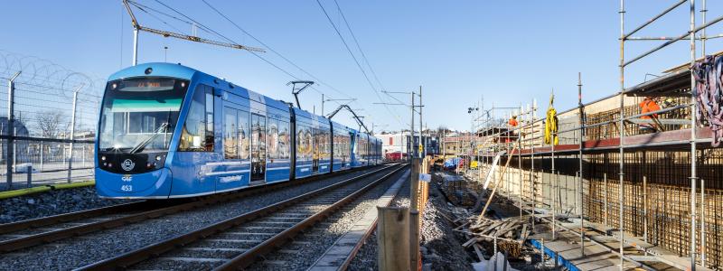 Tvärbanan vid norra Ulvsunda. Foto: SL