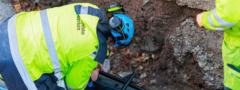 Grävarbete på Östgötagatan. Foto: Joakim Sjöholm, Tekniska verken