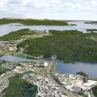 Den nya E39 i Bjørnafjorden kommun är tänkt att bestå av en sträcka med korsning vid Kolskogen nära Os, innan vägen går in i en 7,7 km lång tunnel och fortsätter vidare på en bro över Bjørnafjorden (i bildens överkant). Dagens fyrfältsmotorväg från Bergen ansluts till den nya vägen vid Os.
Illustration: Statens vegvesen/COWI