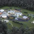 Vy över nya avloppsreningsverket Ängens ARV. Visionsbild: Lidköping miljö och teknik.
