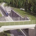 Bibanan, som vid Ekensberg i Nyköping övergår till enkelspår och ansluter till den befintliga järnvägen, får två nya passager. Foto: Trafikverket