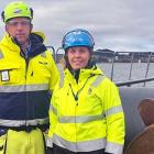Mattias Svelander, projektchef, NCC och Sofia Grelsson, byggprojektledare. Foto: Östersunds kommun.
