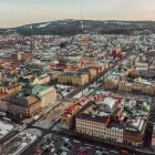 Drönarbild över Sundsvall och Stenstan Foto: Sundsvalls kommun