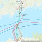 Olika tidigare undersökta möjliga tunnelsträckningar mellan Helsingfors och Tallinn. Klicka på krysset för att kunna se hela kartan. Bild: Finest Bay Area Development Oy