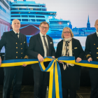 Erik Eklund, generaldirektör på Sjöfartsverket och Magdalena Bosson, vd för Stockholms Hamnar med flera. Foto: Sjöfartsverket