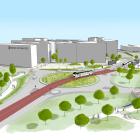 Illustration över hur Universitetsrondellen kommer se ut när arbetet med att anpassa gatan för Citylinjen är färdigt. Bild: Örebro kommun