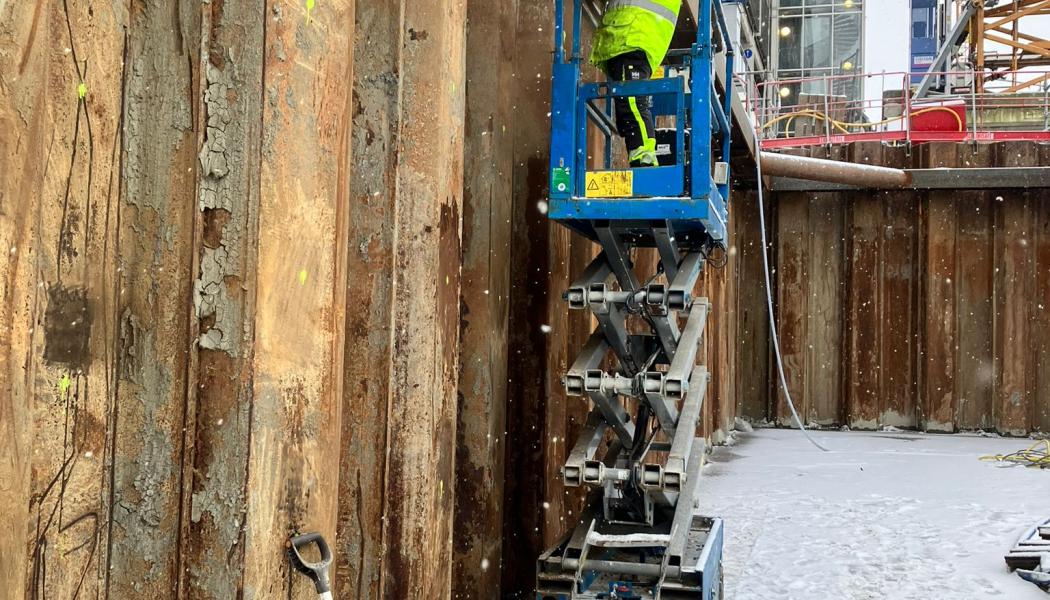 Stabtech har genomfört arbeten på flera platser inom ramen för Västlänken för att täta punkter som annars skulle ha varit svåra att åtgärda. Här vid projekt E02 Centralen.