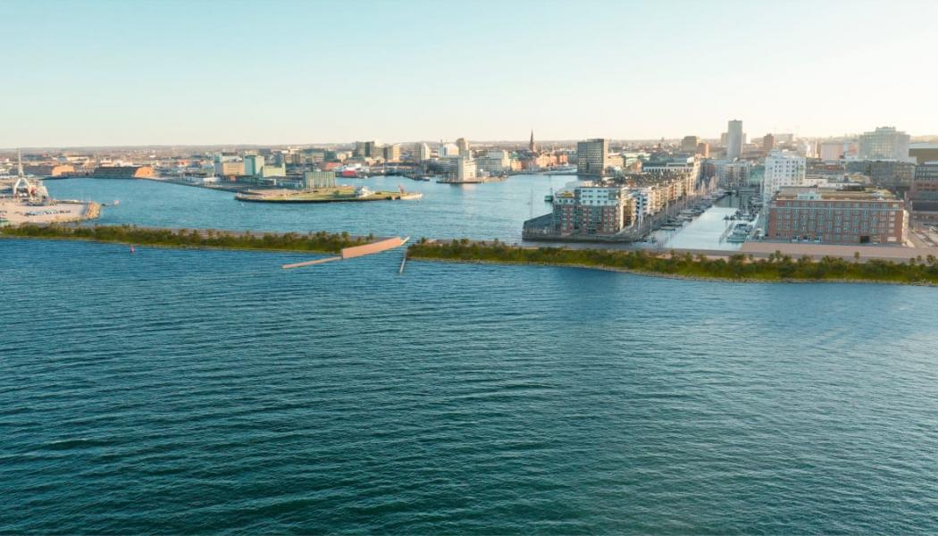 Visionsbild över en av förslagen, en akvedukt som leder ner vägtrafiken under en vattenpassage. Bild: Norconsult