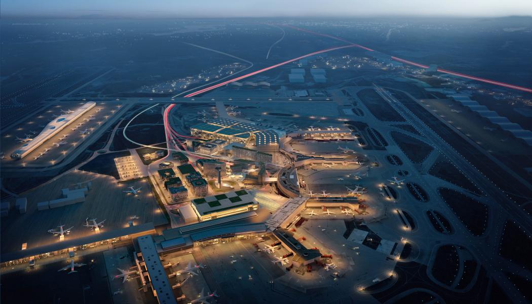 För att möta den ökande tillströmningen av passagerare planeras stora nybyggnationer på Arlanda Flygplats. På bilden en framtidsvision av flygplatsen.
BILD: Swedavia.
