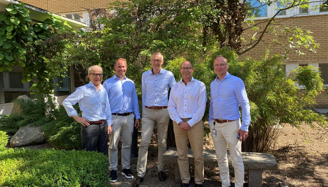 Sven-Joel Härgestam (Watersprint), André Carlsson(Watersprint),, Stefan Persson (Sandberg Development), Ola Hansson (Watersprint),  och Tom Söberg (Development). Foto: Sandberg Development