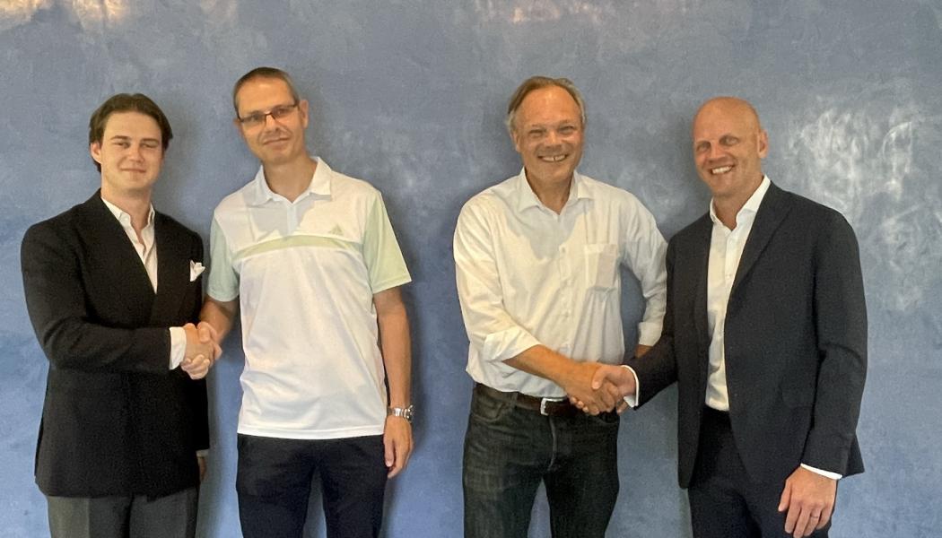 Per Christner, Uniwater (M&A Manager), Jörg Klingenberg, 4 pipes (Managing Director), Frank Hellman, 4 pipes (Managing Director), Carl Berglund, Uniwater (Business Area Director Uniwater Products). Foto: Uniwater