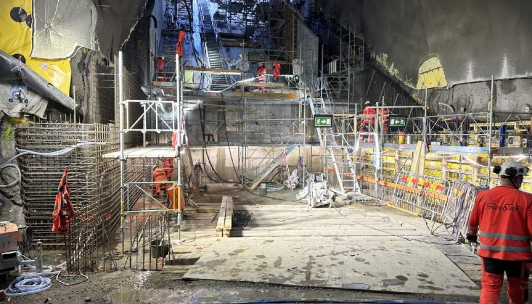 Så här ser norra änden av station Hagastadens plattform ut just nu. Foto: Region Stockholm