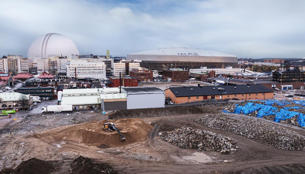 Slakthusområdet från ovan. Foto:Volvo Construction Equipment
