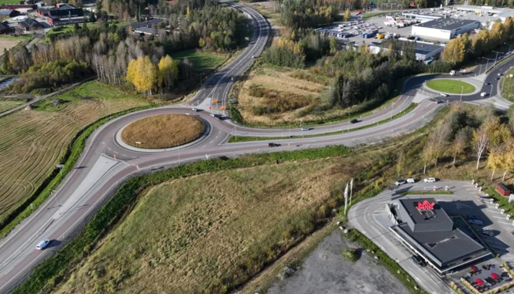Tegs cirkulationsplats och Böleängs cirkulationsplats. Foto: Trafikverket