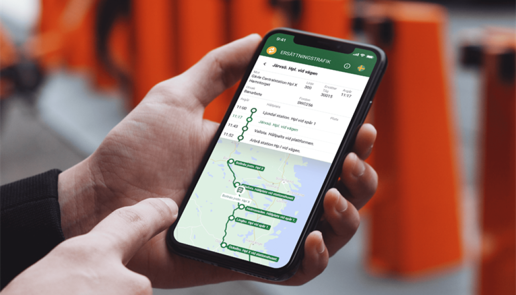 Informationen presenteras grafiskt på ersättningstrafik.se och kan integreras i olika appar och plattformar. Foto; Nobina