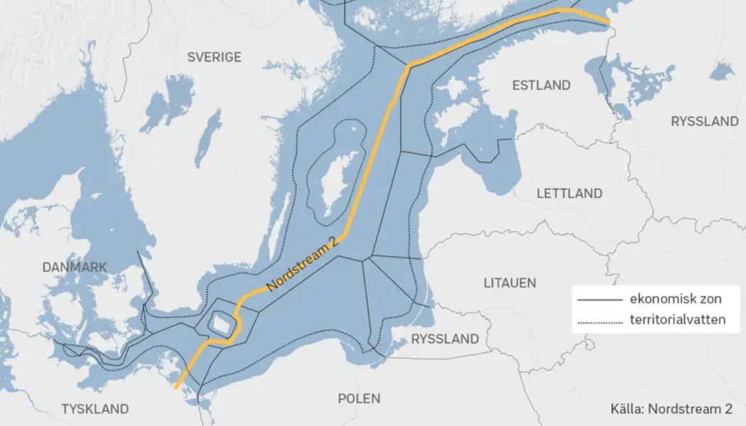 USA:s senat väntas i veckan rösta om nya hårda sanktioner mot den rysk-tyska gasledningen Nord Stream 2. Karta: Nord Stream 2