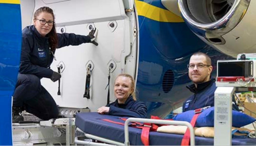 Tre av de 18 sjuksköterskor som är anställda vid Region Uppsala med specialistutbildning inom IVA eller anestesi. Foto: Svenskt Ambulansflyg