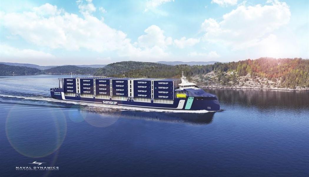 ABB har tagit hem ett helhetåtagande på strömförsörjnings-, framdrivnings- och automationssystem till Samskip-koncernens vätgasdrivna containerfartyg. Foto: ABB