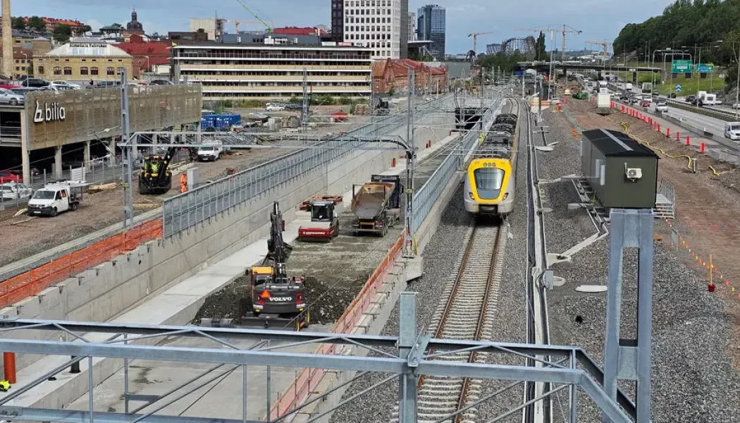Spåren omlagda för Västlänkens anslutning. Foto: Håkan Holgén, Trafikverket.