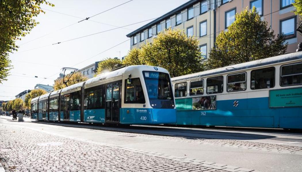 Västtrafik börjar köra med nya, längre spårvagnar i vinter. Spårvagnarna blir 45 meter långa och rymmer över 300 resenärer. Foto: Västtrafik