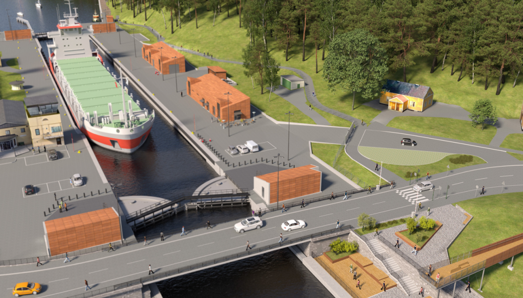 Visionsbild över Södertälje sluss. FOTO: SWECO/TRAFIKVERKET
