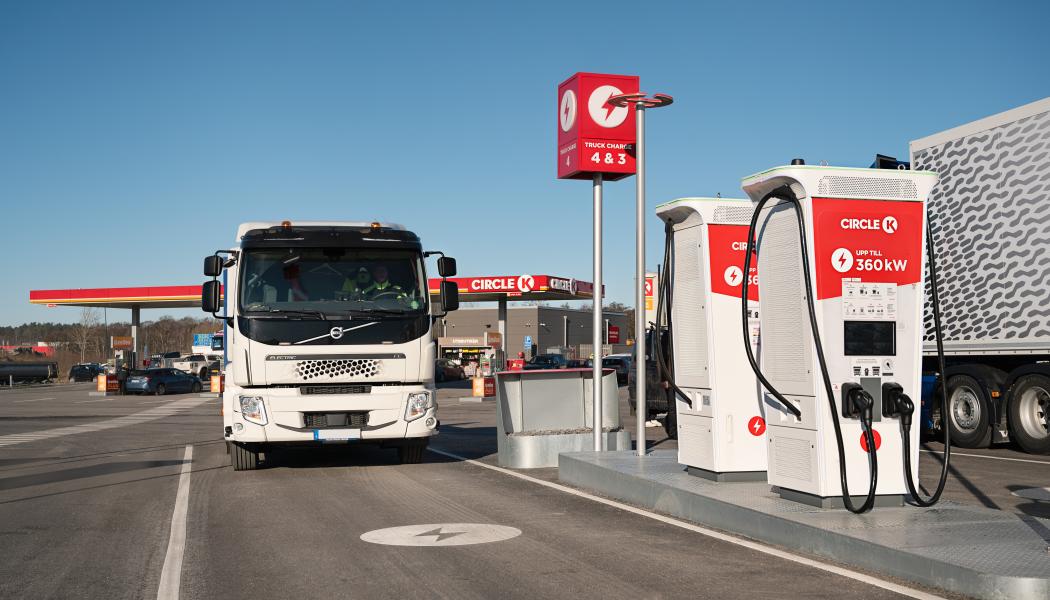 Circle K öppnar ytterligare 20 laddplatser för tung trafik. Foto: Circle K