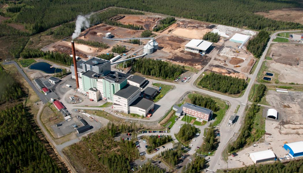 En storskalig produktionsanläggning för grönt elektrobränsle kan byggas intill Dåva kraftvärmeverk i Umeå. Foto: Johan Gunséus