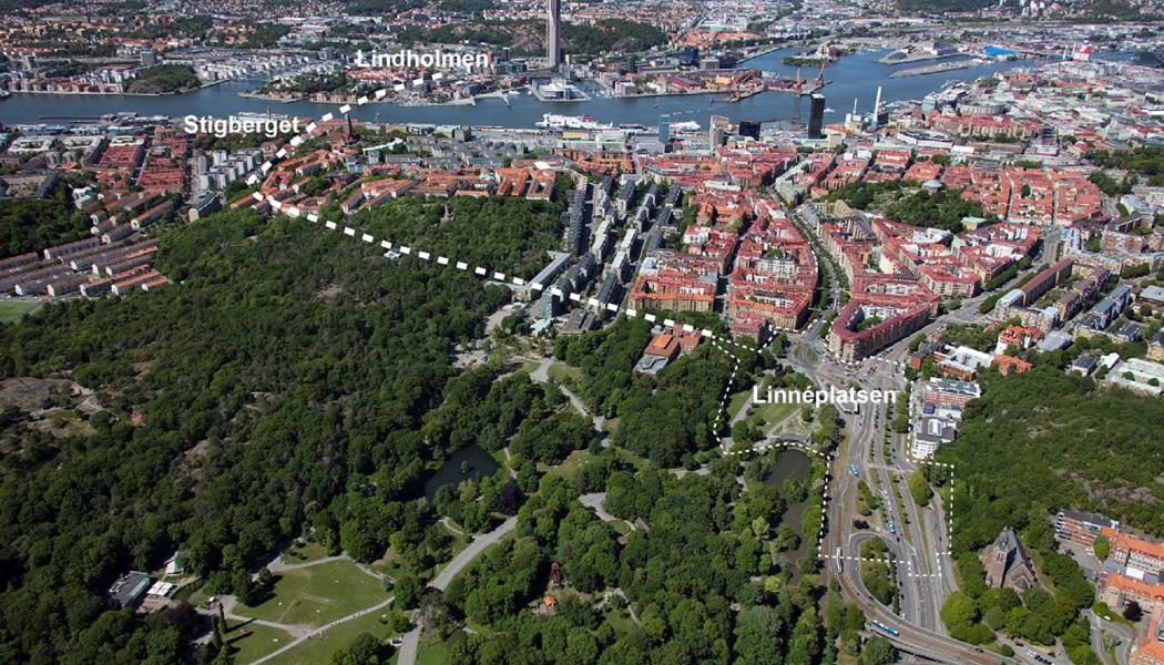 Projektet avser en ny spårvägsförbindelse i tunnel mellan Lindholmen och Linnéplatsen via Göta älv och Stigberget. Bild: Göteborgs Stad.