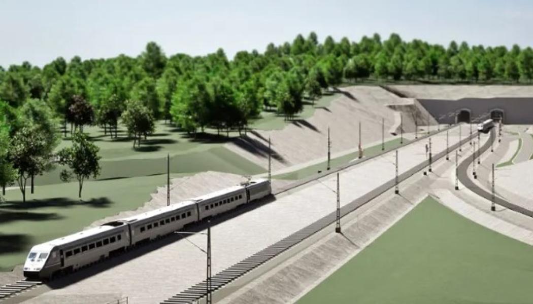 Dubbelspåret mellan Hallsberg och Degerön går mellan Örebro län och Östergötlands län och beräknas vara klar 2031. Foto: Trafikverket