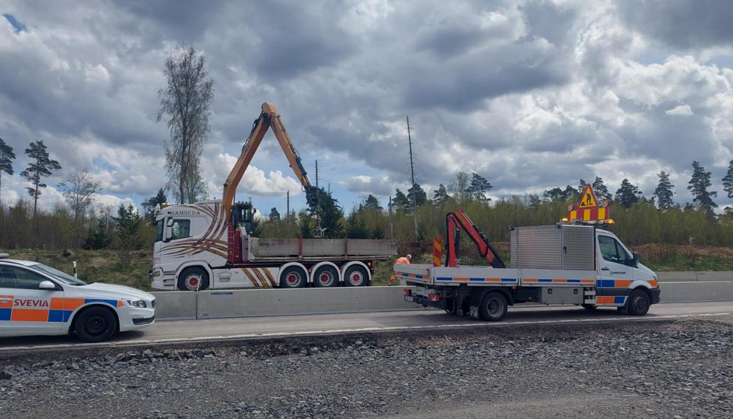 Nu är motorvägsbygget utanför Ljungby i gång igen. Foto: Svevia