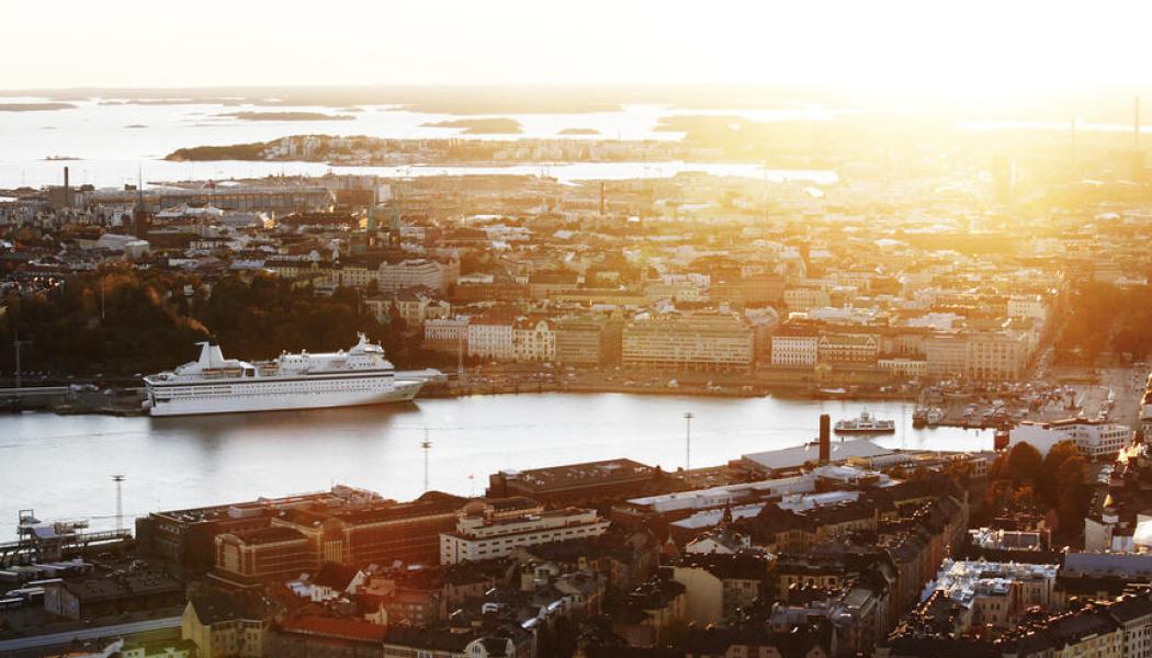 Södra hamnen vid soluppgång. Foto: Helsingfors Stad, Kredit Aleksi Poutanen