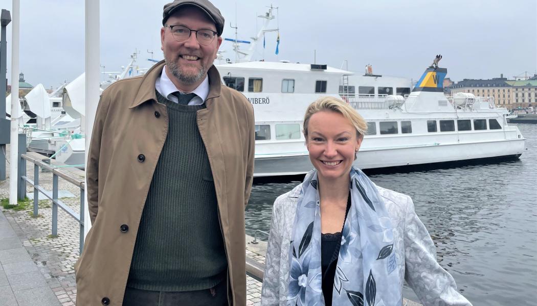 Gustav Hemming, klimat-infrastruktur och skärgårdsregionråd (C), och Michaela Haga (C) ordförande sjötrafikutskottet