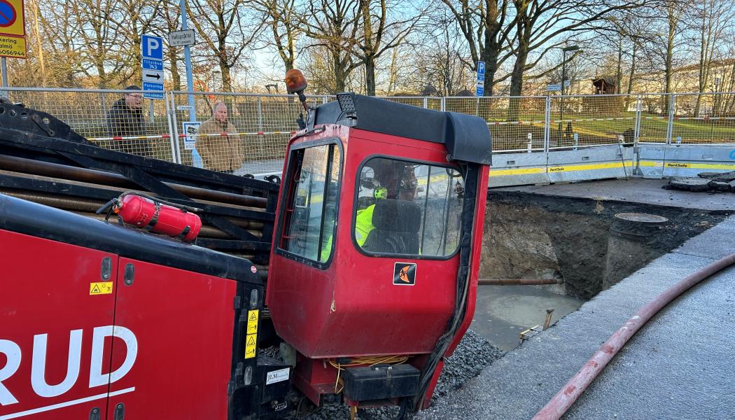 Genom styrd borrning förbereder VA SYD för en ny dricksvattenledning till det nya Stadionområdet i Malmö. Foto: VaSyd
