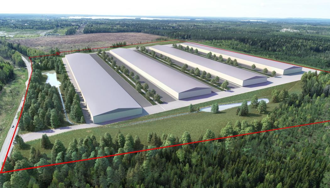 Microsofts nya datahallar i Sandviken. Illustration: COWI AB, Sandvikens kommun.