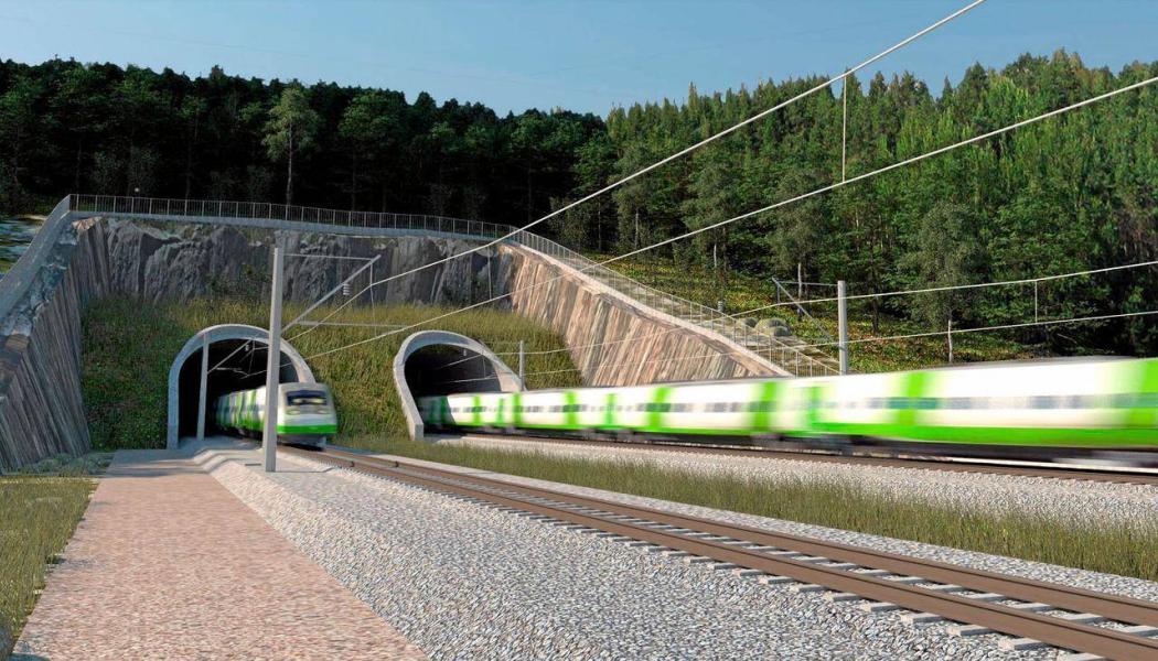 Symbolbild till Östbanan-projektet. Källä: Väylävirasto- Finlands Trafikverk