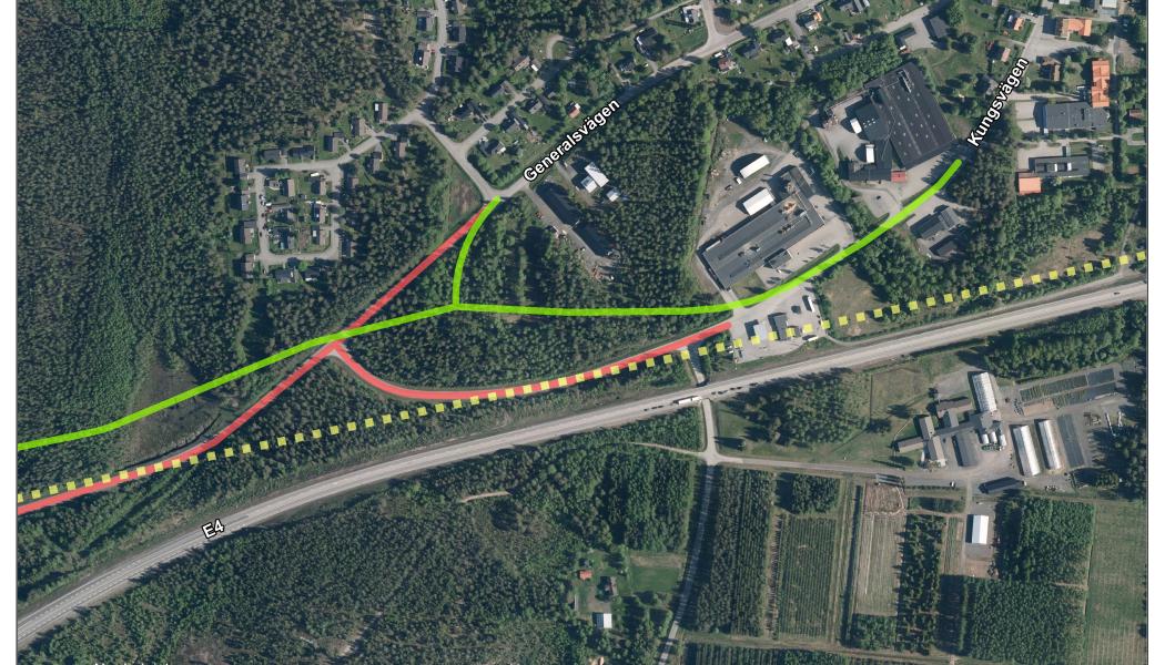 Kungsvägens nya dragning. Foto: Umeå kommun