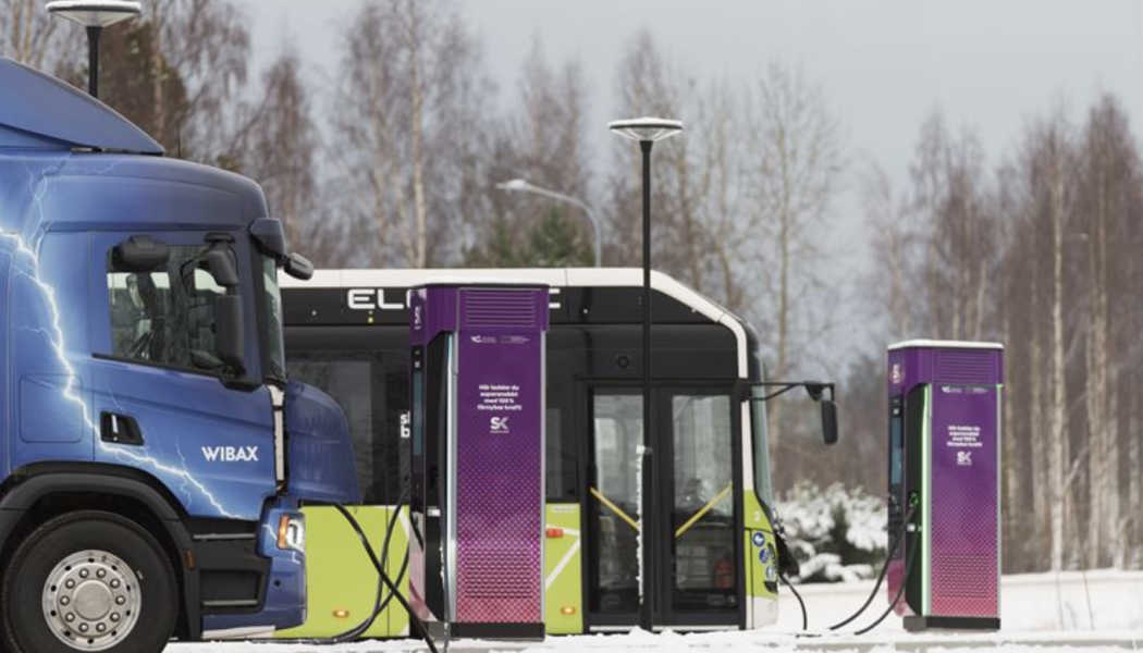 Ny laddinfrastruktur i Skelleftehamn. Foto: Scania