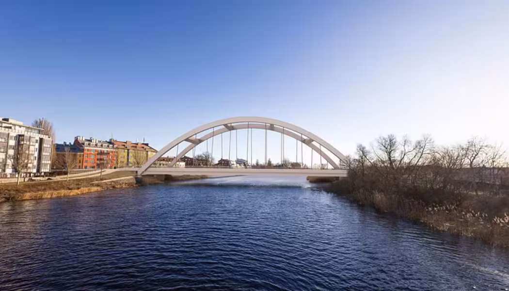 Exempel på nya Långebro bro, vy från norr. Illustration: Kristianstads kommun