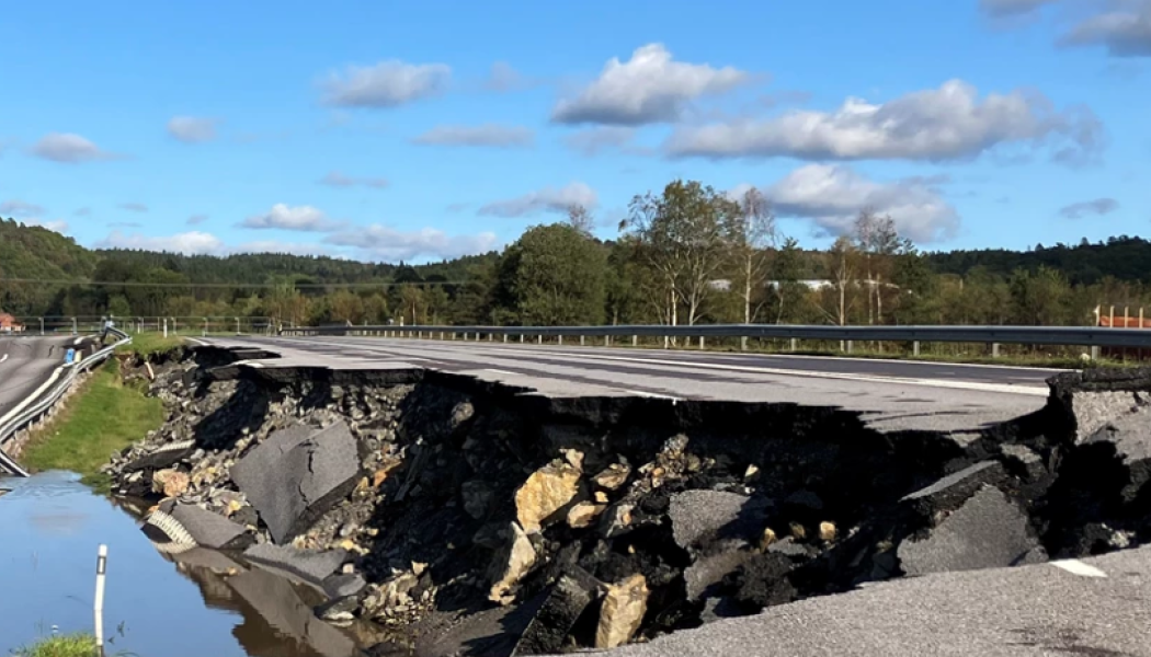 Trafikverket och Stenungsunds kommun beslutat att upphäva tillträdesförbudet inom det skreddrabbade området vid väg E6 i höjd med Stenungsundsmotet i Stenungsunds kommun. Foto: Trafikverket