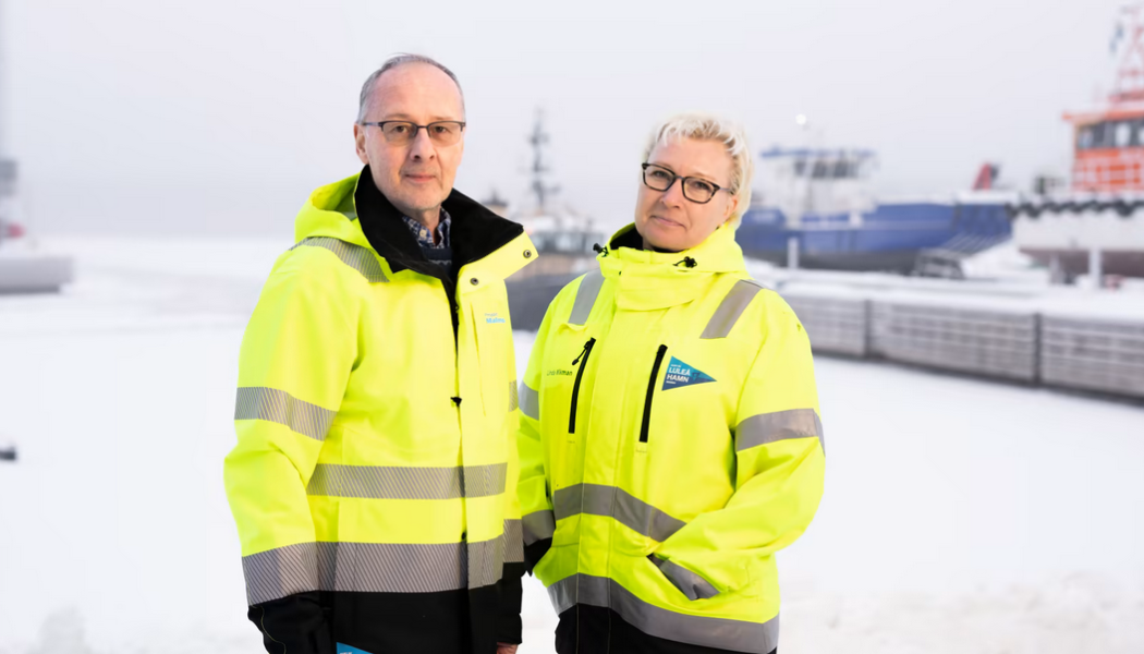 Thomas Stubbfält, samordnad byggledare och Linda Wikman, projektledare Malmporten. Foto: Luleå hamn