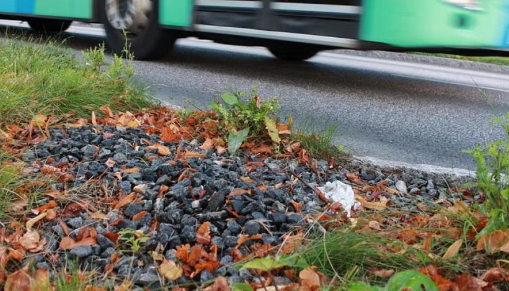 En regnbädd på Andromedagatan på Lindholmen i Göteborg får mikroplaster att stanna kvar i stället för att hamn i Göta älv. Foto: Kretslopp och vatten