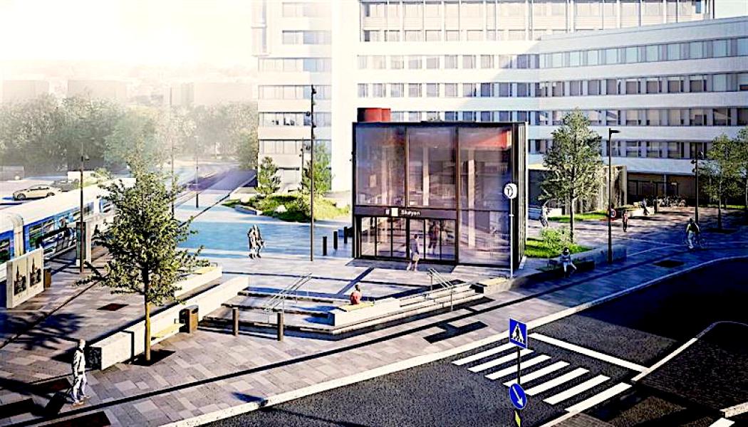 Den nya stationen förväntas förbättra möjligheterna för resenärer att smidigt byta mellan tunnelbana, tåg och buss. Foto: Skanska