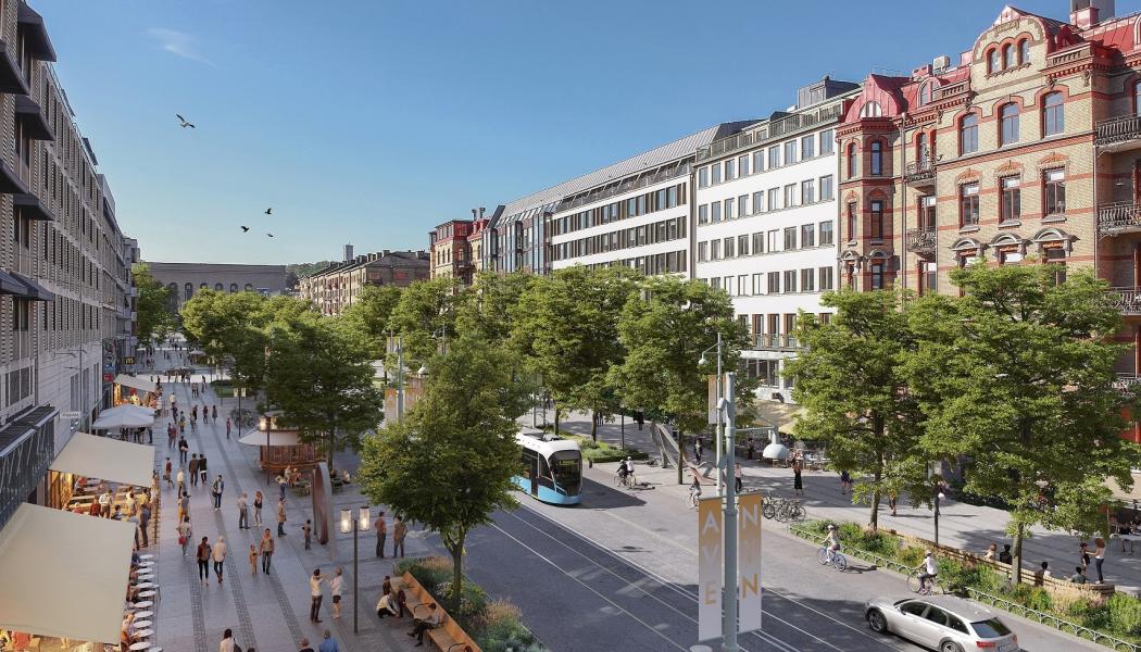 2022 vann Nyréns arkitektkontor en projekttävling om att utforma Avenyn och Götaplatsen, med förslaget AveNy. Konstnären Liva Isaksson Lundin skapar konsten för Avenyn och kommer att samarbeta med både arkitekterna och andra parter i projektet. Visionsbild över Avenyn, skapad av Nyréns Arkitektkontor.