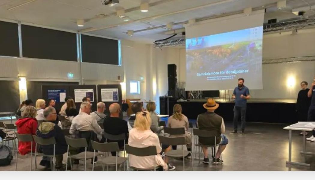 Samrådet hölls i Stora Sätraskolans lokal och handlade i huvudsak om den framtida tågstationen Gävle Västra Foto: Trafikverket