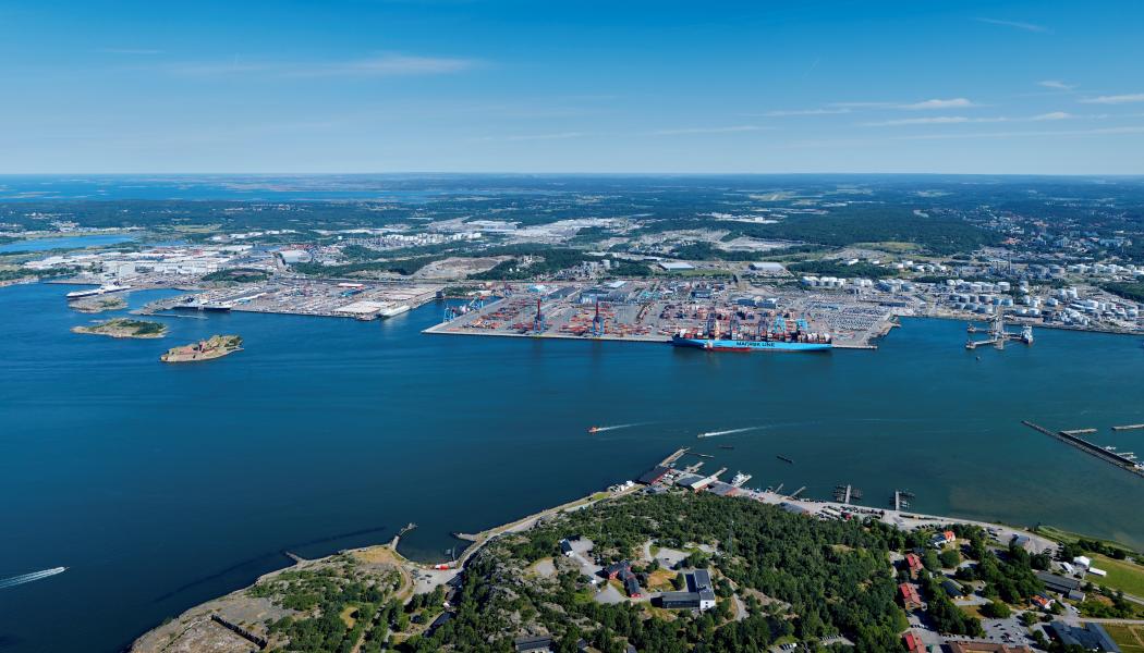 Panoramabild över Göteborgs hamn. Foto: Göteborgs hamn