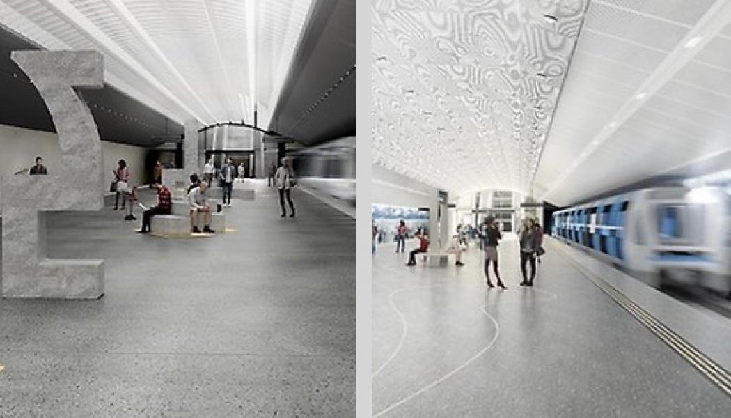 Tunnelbana Barkarbystaden. Visionsbild: White Arkitekter