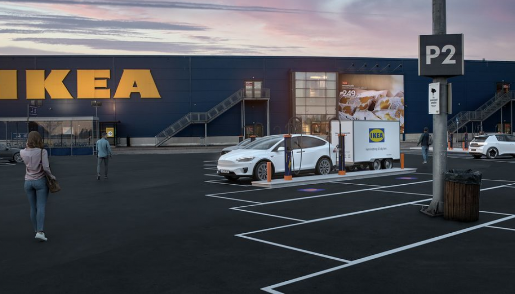 IKEA stärker IKEA det svenska nätet med snabbladdare med närmare 18 procent. Fotomontage: Rambøll.